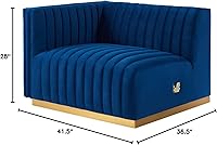 Vista 212 de Modway Conjure - Sofá seccional tapizado de terciopelo de alto rendimiento, con canal, silla sin brazos en negro y gris