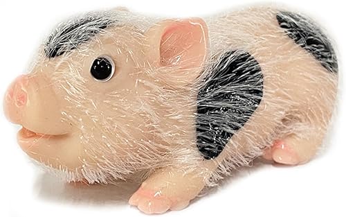 Qsincth Mini cerdito de silicona de 5 pulgadas, lindos juguetes de cerdo de lunares negros, lindos animales realistas, mini muñeca de cerdo de bebé,