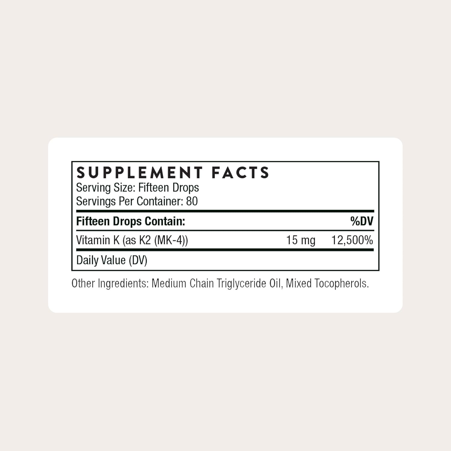 THORNE - Vitamin K2 - Concentrated Vitamin K2 (as MK-4) Liquid Supplement - Supports Bone, Heart & and Blood Vessel Health* - Third-Party Certified - Gluten, Dairy & Soy-Free - 1 Fl Oz
