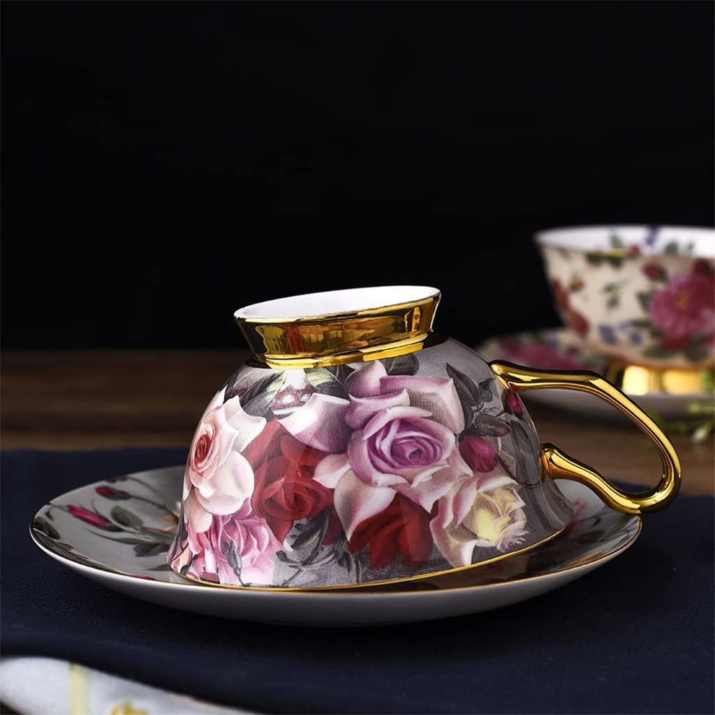 Vintage Rose Porcelain Coffee And Tea Cup Cappuccino Set With Saucer
