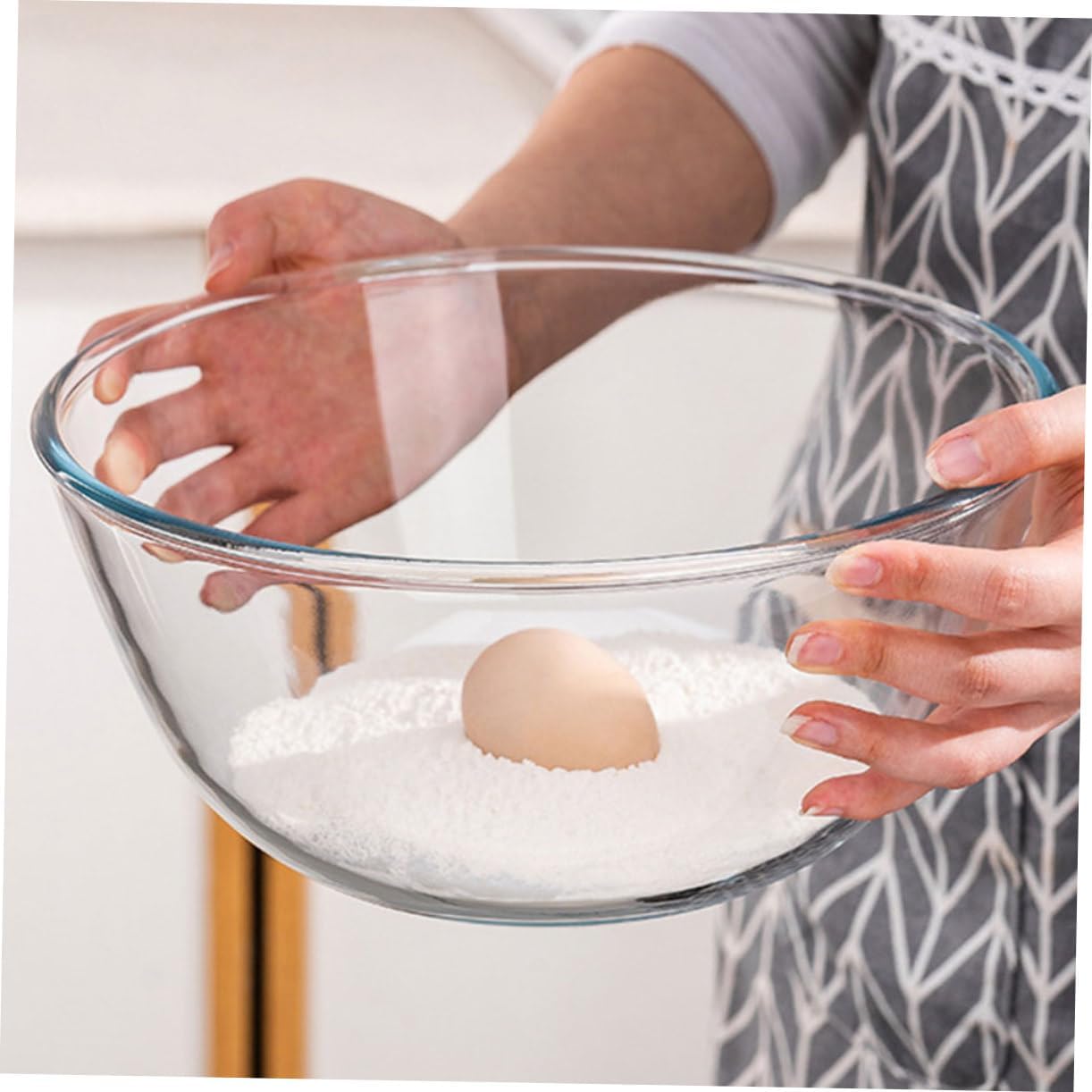 Glass Mixing Bowl Multi-purpose Salad Soup Baking Container Non- Base for Home Serving Fruit and Preparation Dishwasher Safe