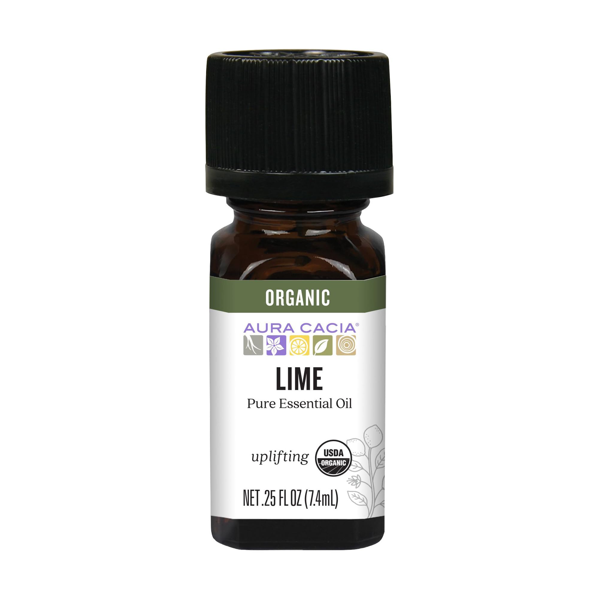 Aura Cacia Organic Distilled Lime Essential Oil, 100% Pure Citrus Aurantifolia Oil - Aromatherapy for Body Care, DIY Blends | 0.25 Fl Oz (Pack of 1)