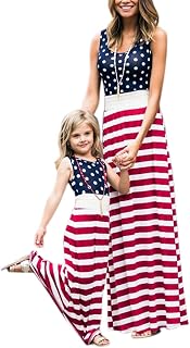 Mommy and Me Family Outfits, Stripe Stitching Dress,Summer Matching Maxi Dress with Pocket for Mother's Day