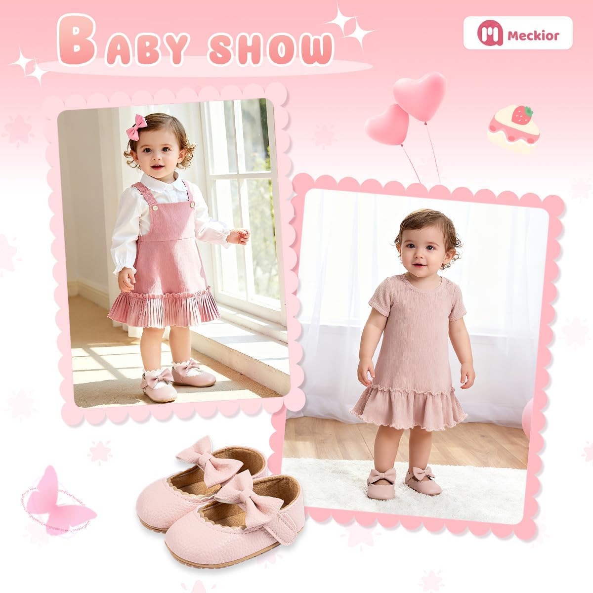 Meckior Infant Baby Girls Soft Sole Bowknot Princess Wedding Dress Mary Jane Flats Prewalker Newborn Light Baby Sneaker Shoes - Image 3