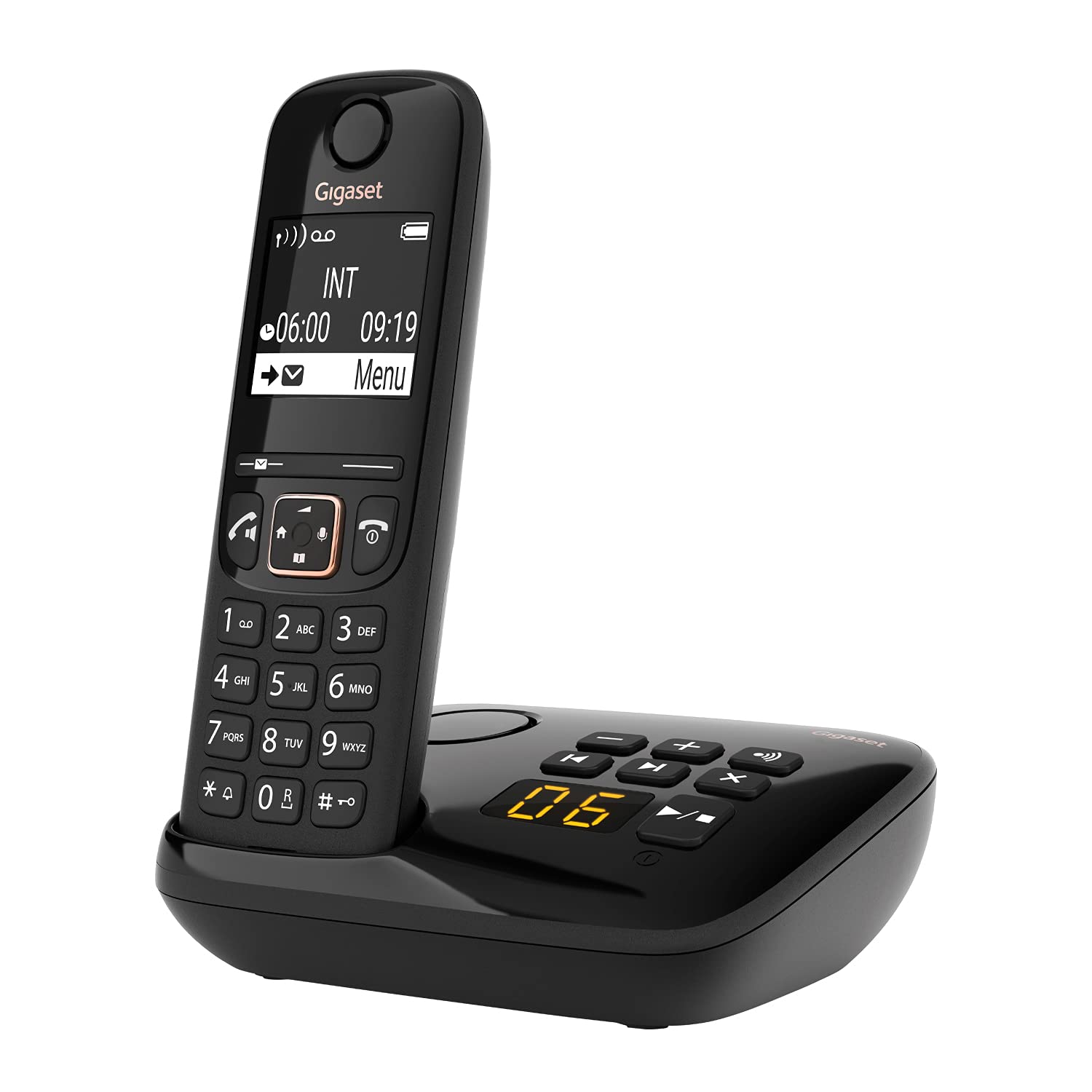 Gigaset A694 AM - Cordless DECT Telephone with an Answering Machine - Large Phonebook of up to 100 Contacts - Intuitive Use, Black [UK Version] Single Handset WITH Answer Machine