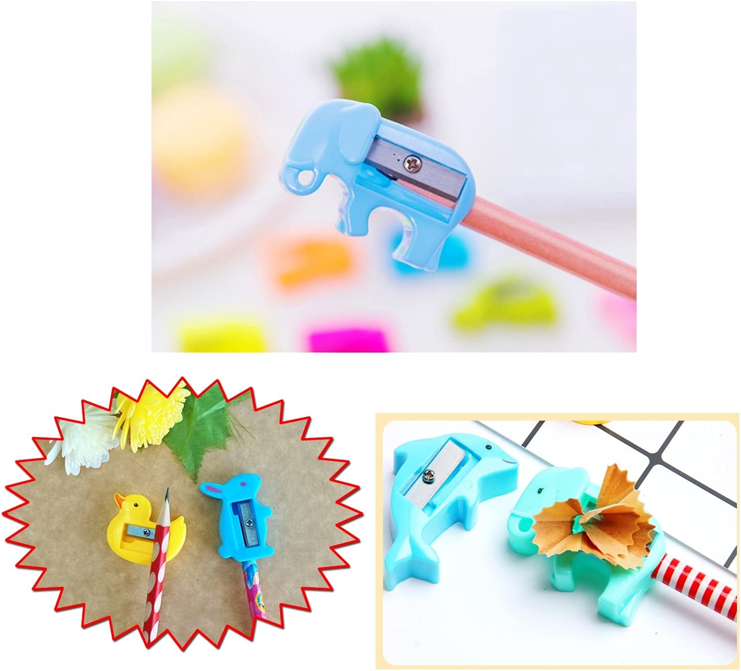 JZK 50 x Novelty Cartoon Animal Pencil sharpeners Toy for Children Birthday Favours Kids Party Bag Filler Thank You Gift Game prizes for Girls Boys - Image 4