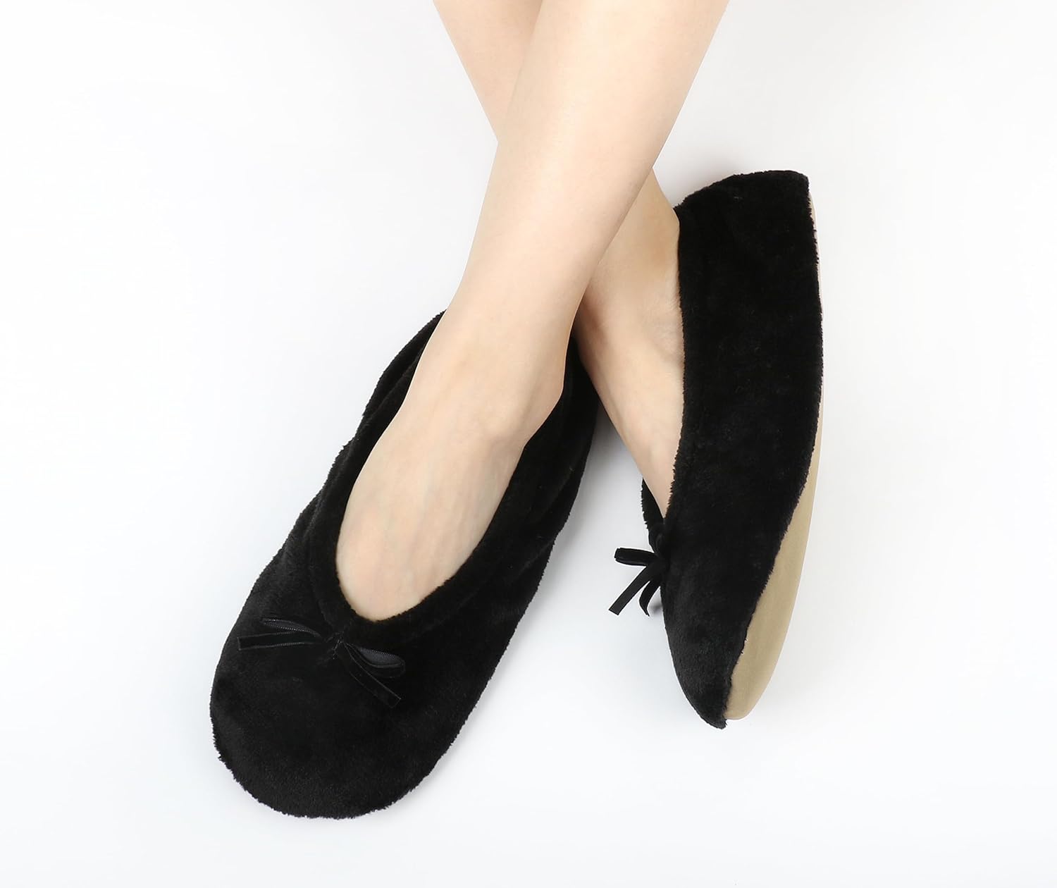 Keyela Women's Ballerina House Slippers with Soft Tie Bow and Suede Sole, Non-Slip Bedroom Slippers Socks - Image 7