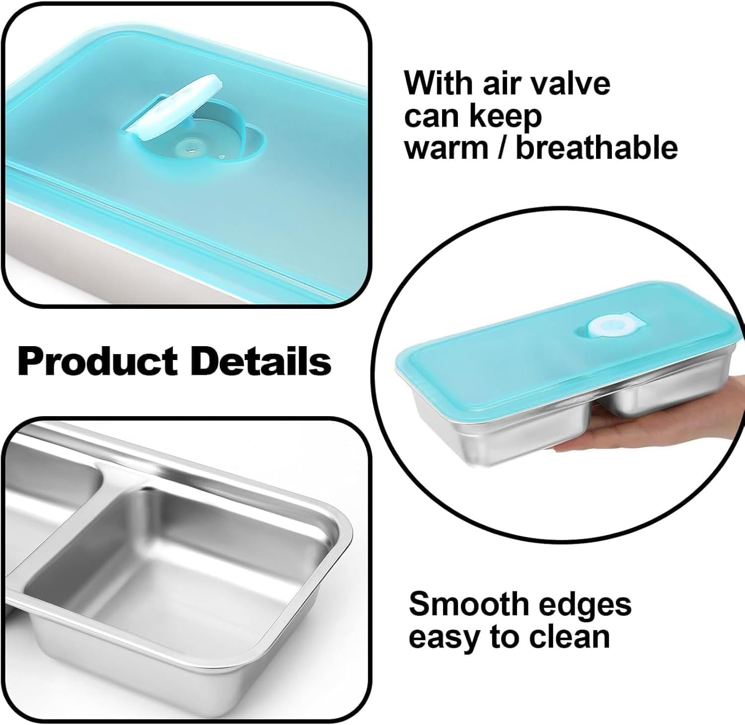 2 Pcs Grab and Go Snack Container Reusable, Double Stainless Steel Snack Container with Lid(Dishwasher Safe), For Snacks, Dips, Travel and Outdoor Camping - Image 3