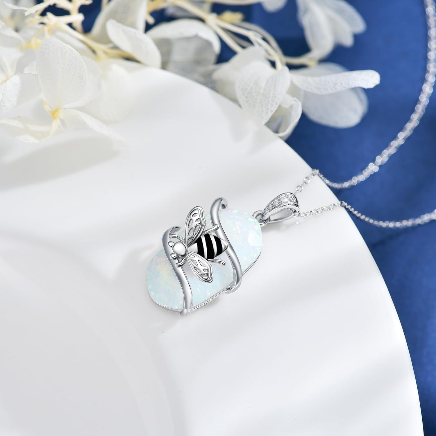 Opal Mama Bear/Panda/Cat/Koala/Sloth/Cardinal Necklace 925 Sterling Silver Opal Animal Pendant Jewelry Birthday Gifts Women Mom - Image 5