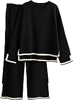 Tanming Women's 2 Piece Long Sleeve Knit Sweater Top & Wide Leg Pants Lounge Set Tracksuit