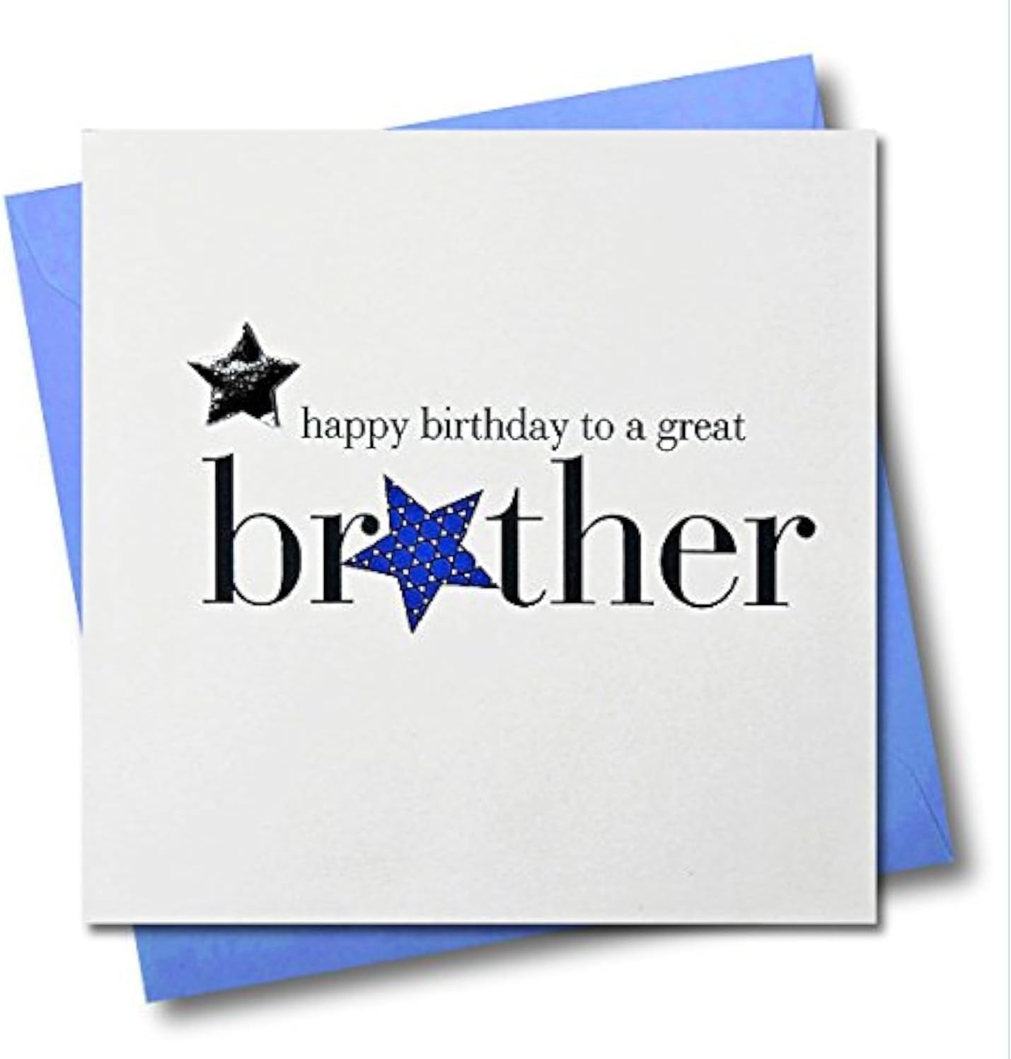 Happy Birthday Brother Card, Blue Stars, Embellished with a shiny padded star