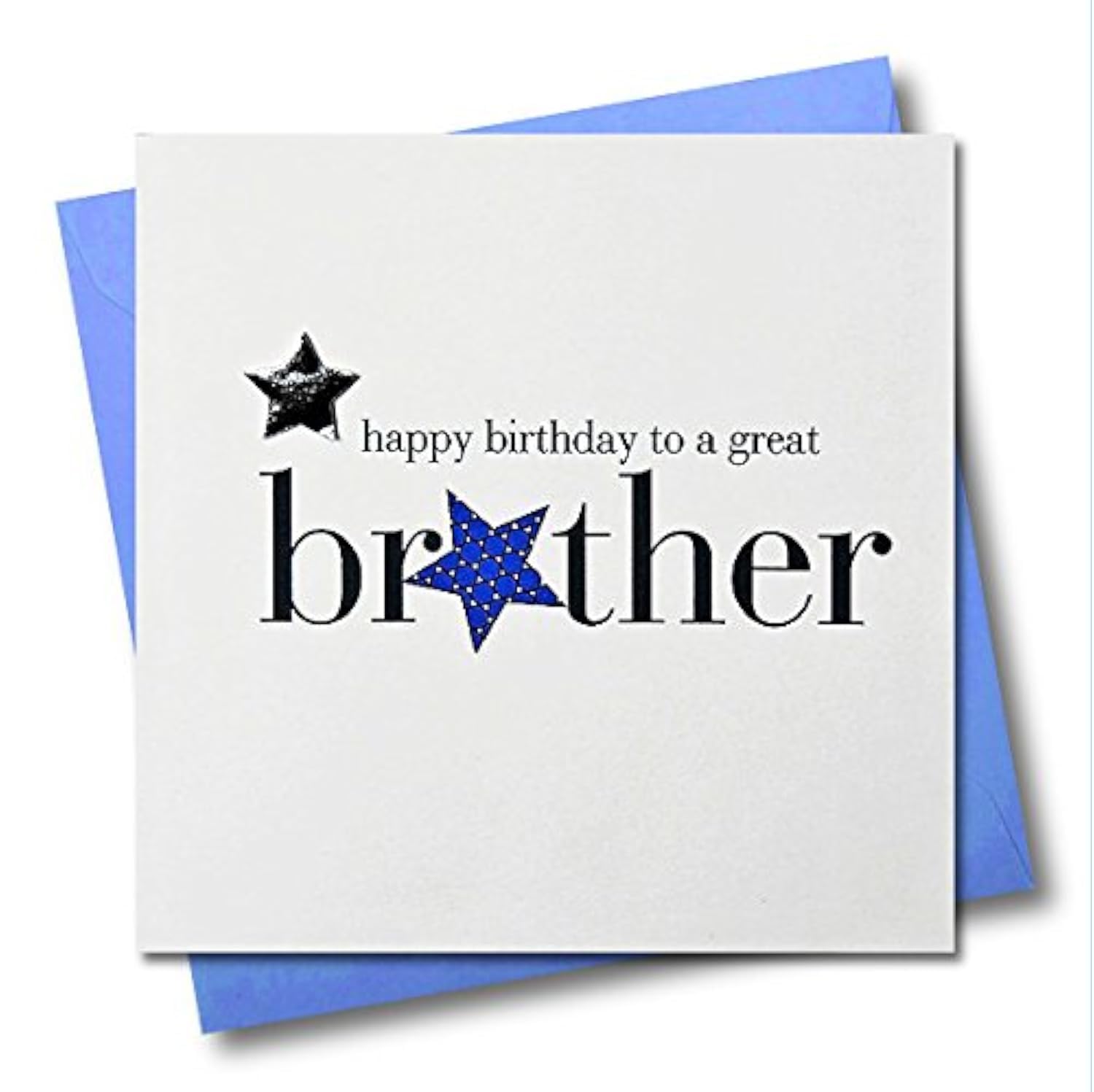 Happy Birthday Brother Card, Blue Stars, Embellished with a shiny padded star