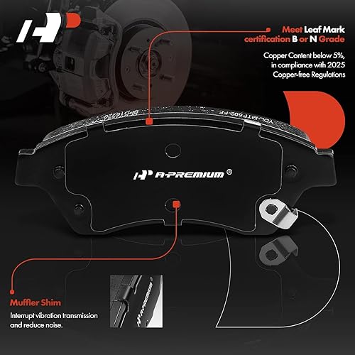 Miniatura 4 de A-Premium Juego de pastillas de freno de disco de cerámica delanteras compatibles con modelos seleccionados de Chevy - Cruze 2011-2015, Cruze