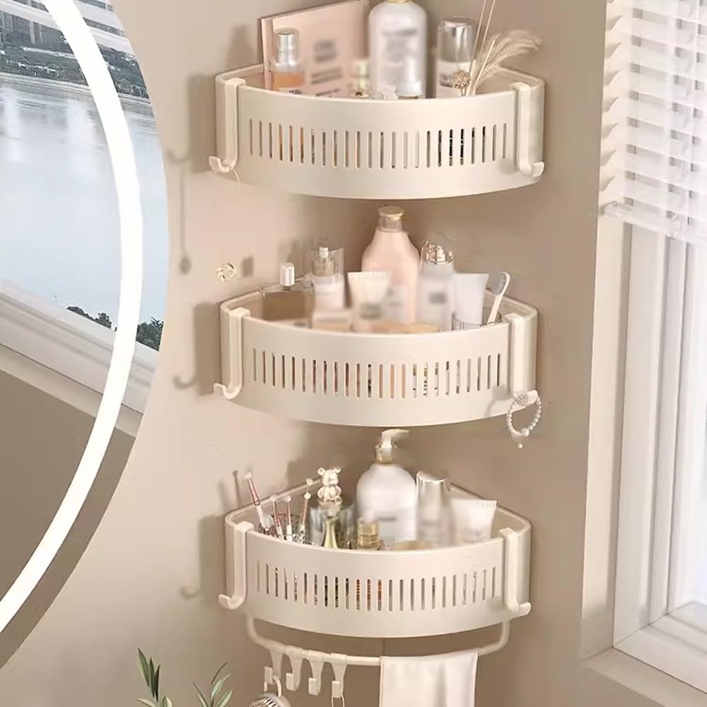 Étagère dangle pour douche et cuisine meuble de rangement mural à 3 paniers gain de place