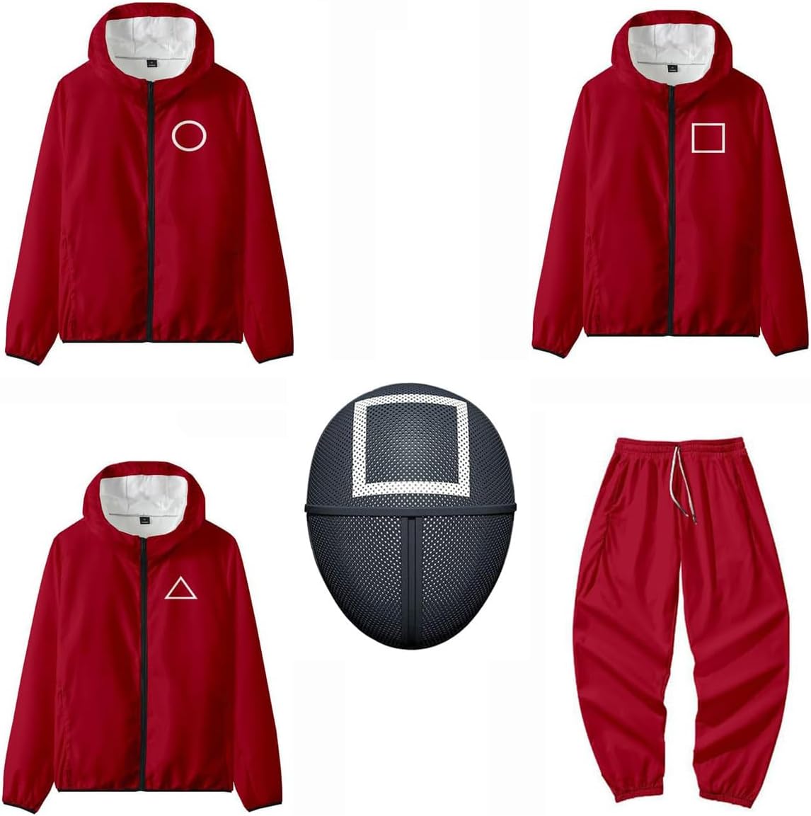 韓国ドラマゲームコスプレ 衣装 マウンテンパーカー+ズボン セット マスク 男女兼用 子供 日常服 人気 コスチューム 大きいサイズ