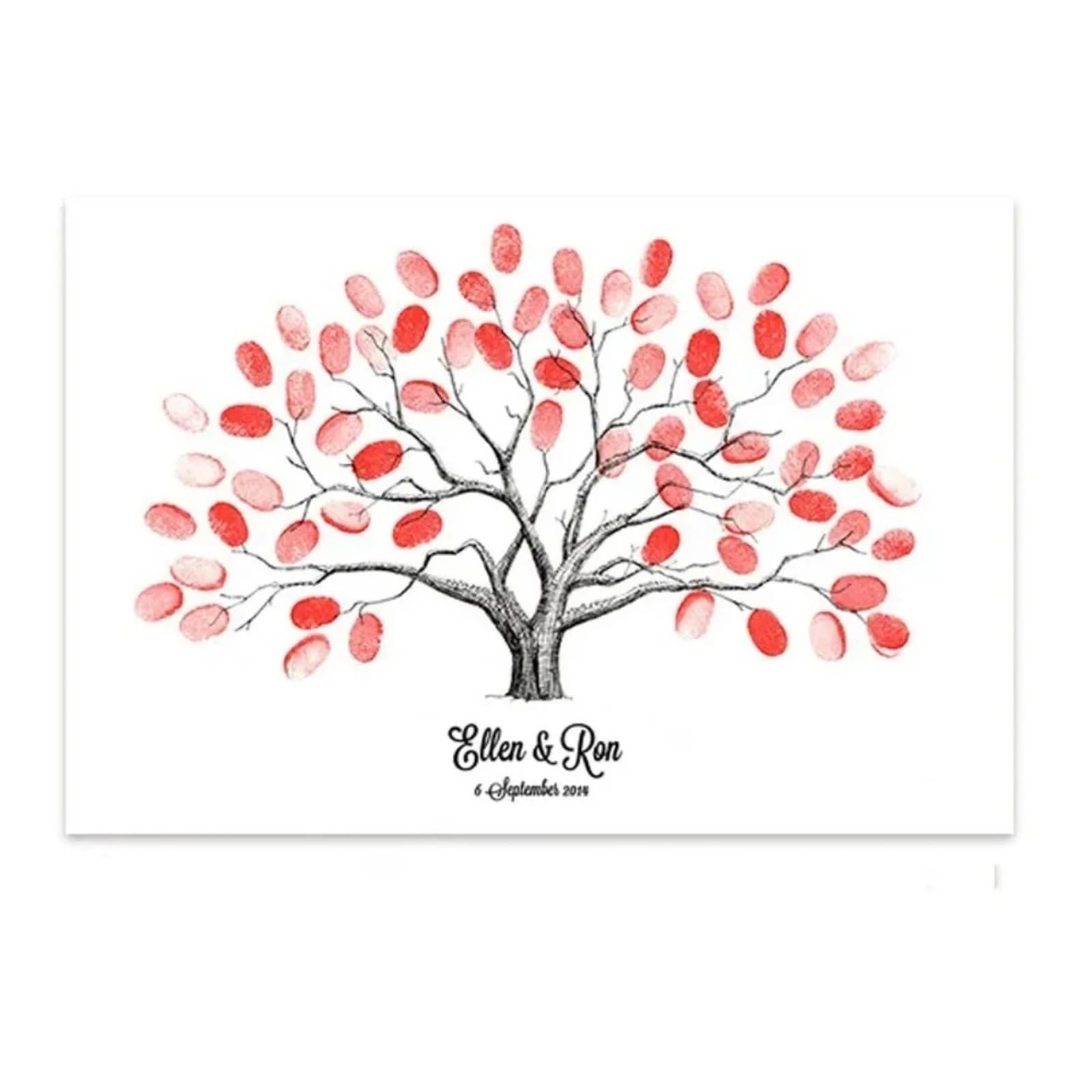 Hochzeits Fingerabdruck Baum Hochzeit Fingerabdruck Baum Leinwand Malerei DIY Gästebuch for Party Dekor(Color06,60x80cm 24x32inch)
