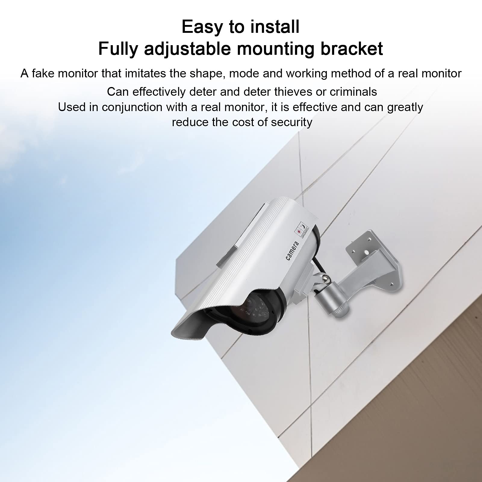 Nutriess Dummy Camera Fake Monitor Surveillance System Simulated Appearance Solar Panel Sticker Deterrence for Security Monitoring