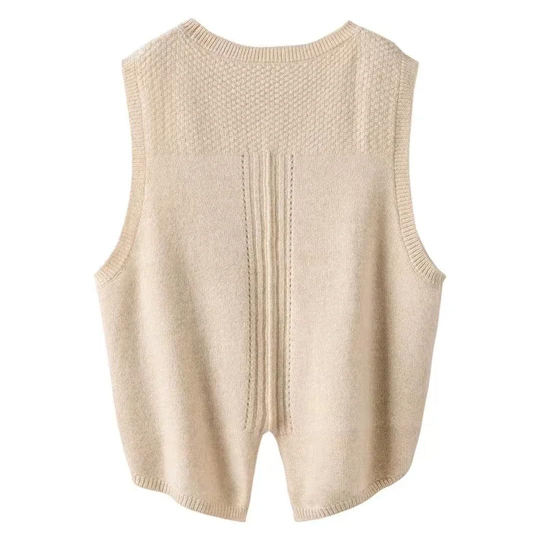 Gilet da donna in lana merino allentato O-collo maglione gilet intrecciato maglia gilet