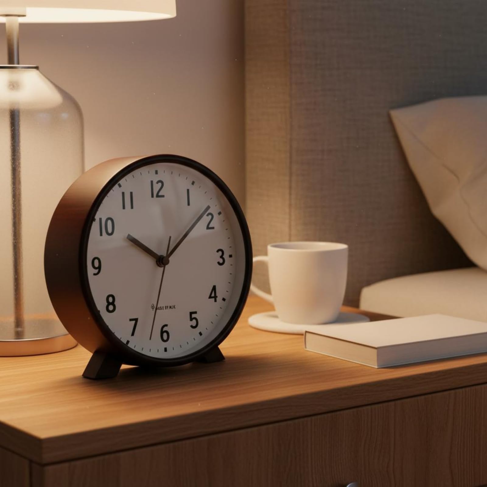 Leise Tischuhr Kompaktes Design Holz-Standuhr Umweltfreundliche Materialien Retro-Holzuhr für Wohnzimmer, Regal, Schreibtisch, Weiß, 10 Zoll