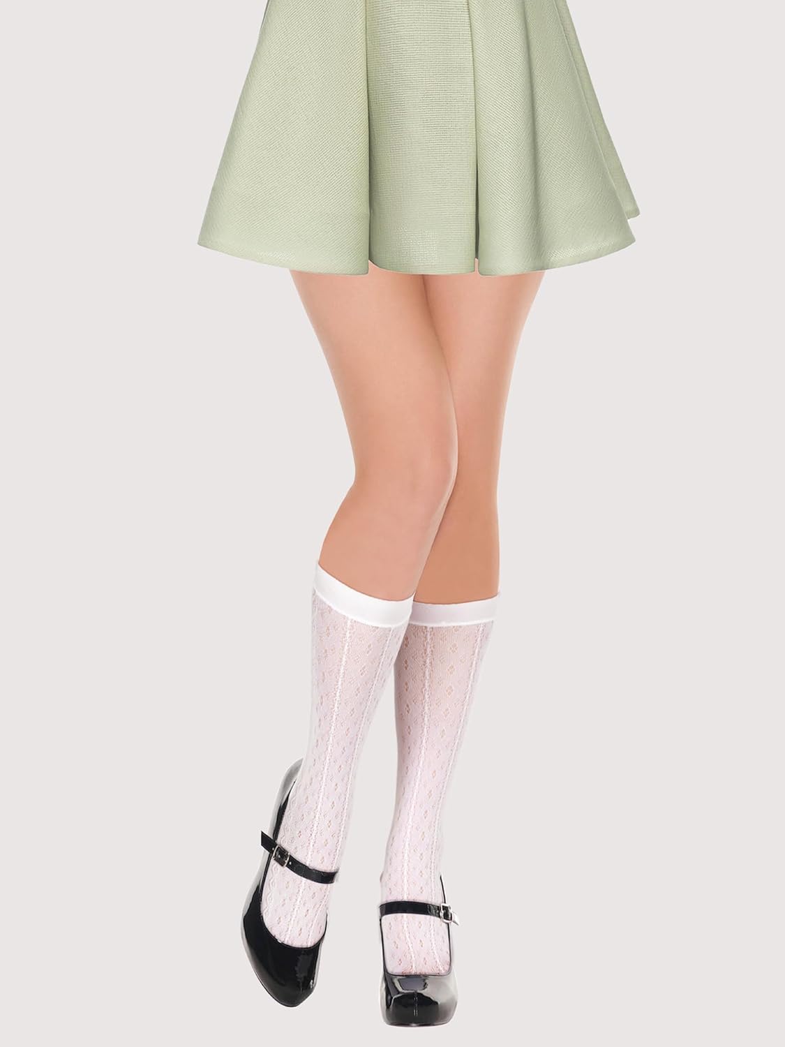 Geyoga 4 Pairs Women's Lace Socks Mesh Lace Knee High Socks for Women - Image 2