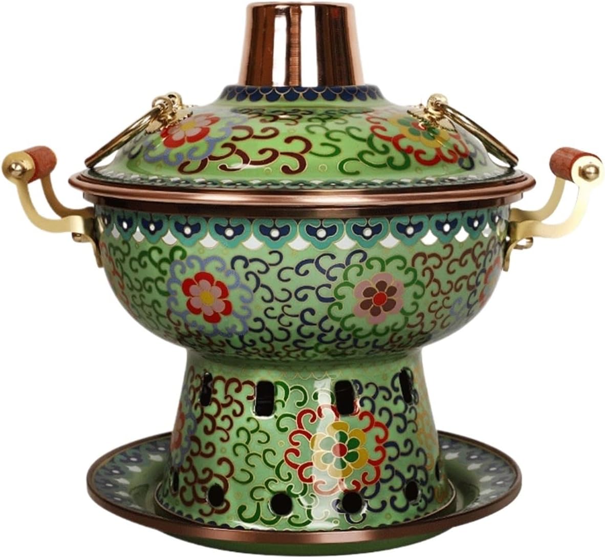 Copper hot Pot， Copper Hot Pot Single Enamel Pot Household Hot Pot Chinese Copper Hot Pot Chinese Hot Pot,Rosso-19 * 22cm(White)