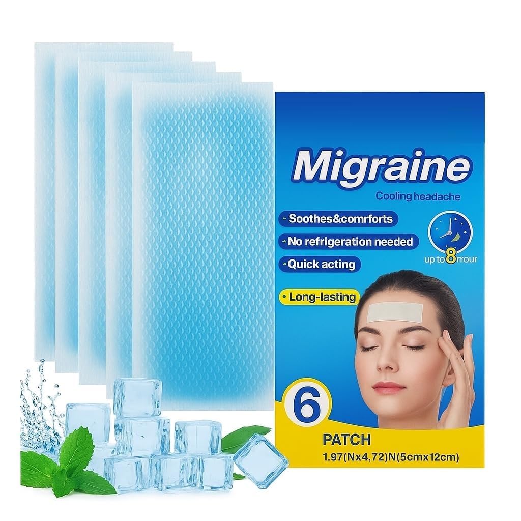 Migraine Cooling Headache Patch with Menthol & Camphor | Fast, Long-Lasting Relief for Migraines, Tension Headaches & Fever | Soothing Comfort, Up to 8 Hours | No Refrigeration Needed | 6 Count-image-25