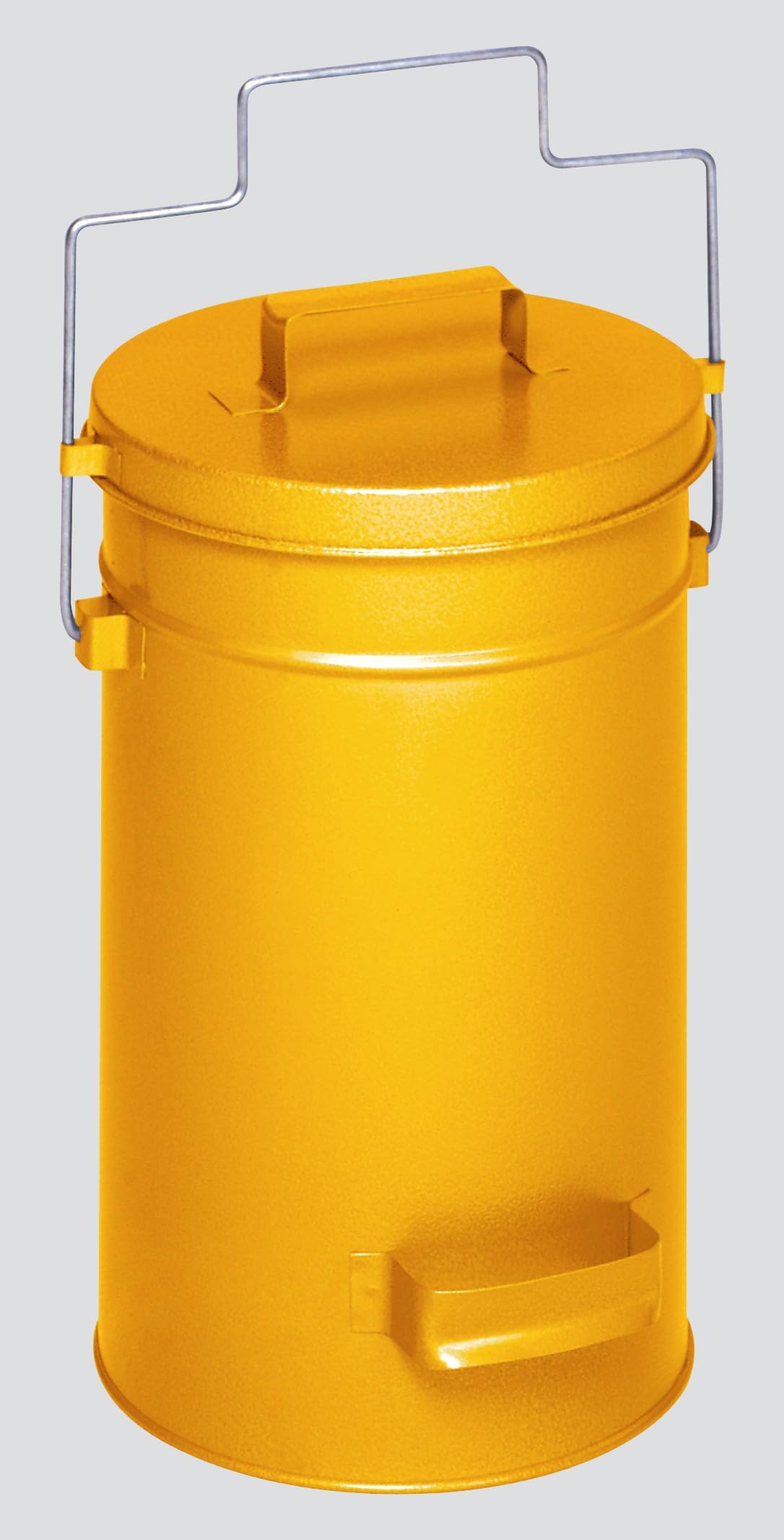 PROREGAL Robuster Sicherheitsbehälter mit Deckel & Tragebügel | HxBxT 38x27x27cm | Verzinkter Stahl | Gelb | Mülleimer Müllbehälter