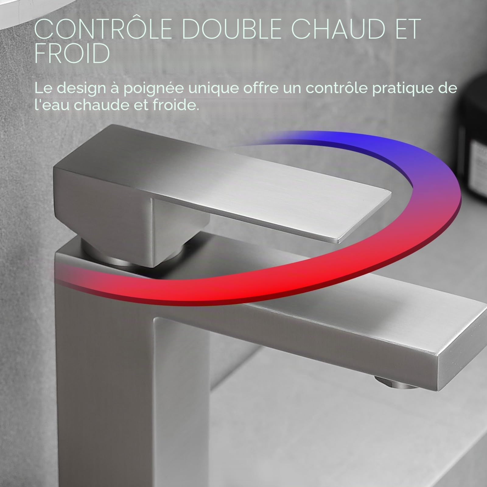 AIMADI Mitigeur Lavabo Robinet Salle de Bain Modern à 1 Levier Mono Commande pour Salle de Bain Évier Vasque Nickel Brossé