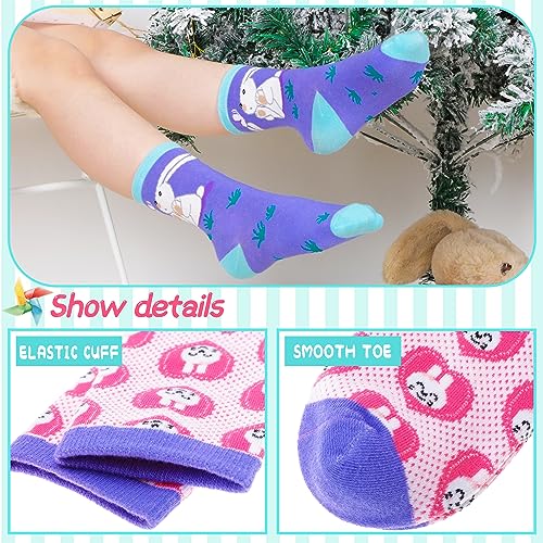 Image of EBMORE Kids Girls Boys Socks Cotton Crew Cute Animal Pattern Fashion Fun Novelty Socks 6 Pack