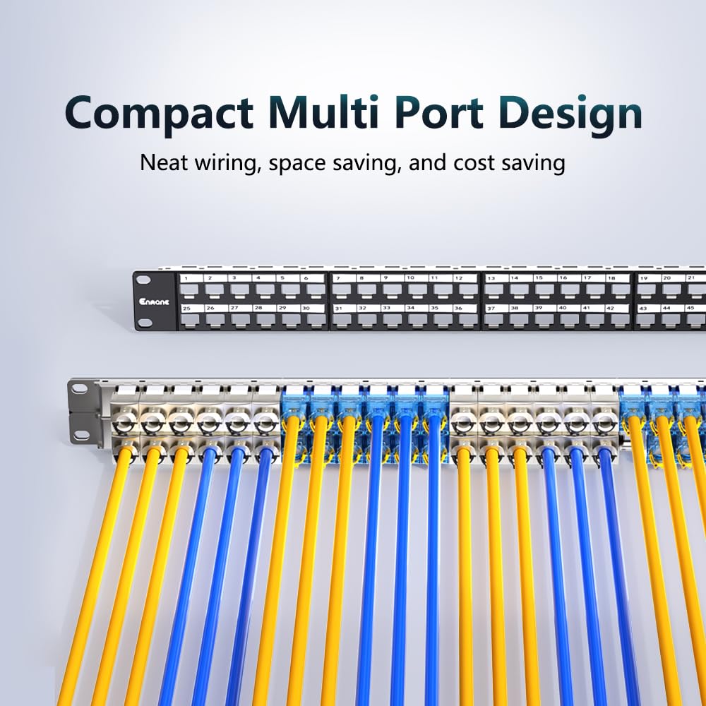 Panneau de brassage Keystone vierge 48 ports pour montage en rack et montage mural 1U 19 pouces Panneau de brassage réseau RJ45 Keystone pour réseau Gigabit