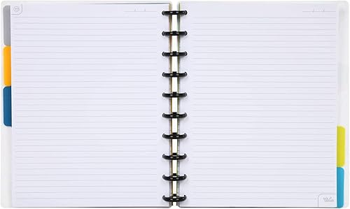 Vista 385 de Talia - Agenda personalizable con aros, (Fireworks Deep Lake, con discos Deep Lake, tamaño mediano (7.5 x 9.75 pulgadas).