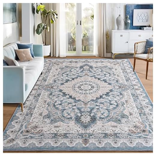 Vintage Design 8x10 Area Rug with Non-Slip Backing