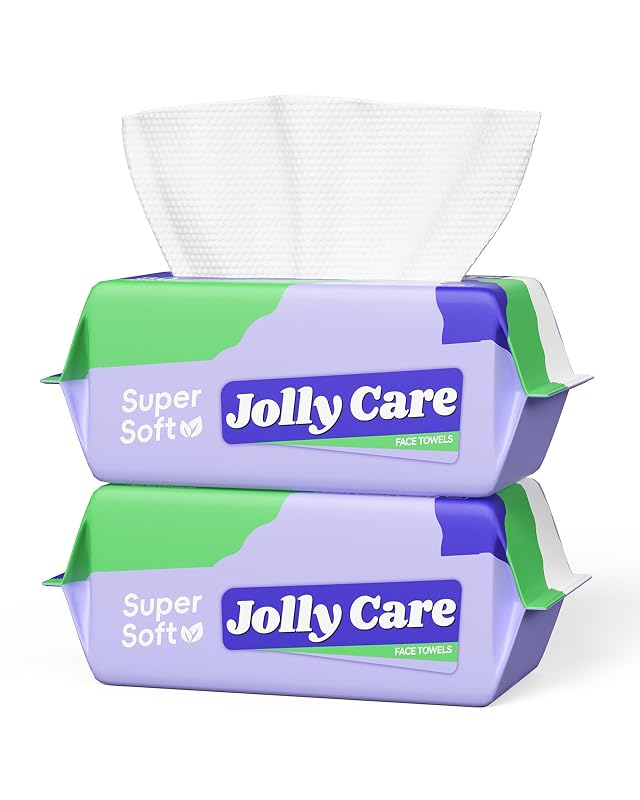 Toalhas faciais descartáveis Jolly Care, fibra vegetal, 20 x 20 cm, pacote com 160 unidades