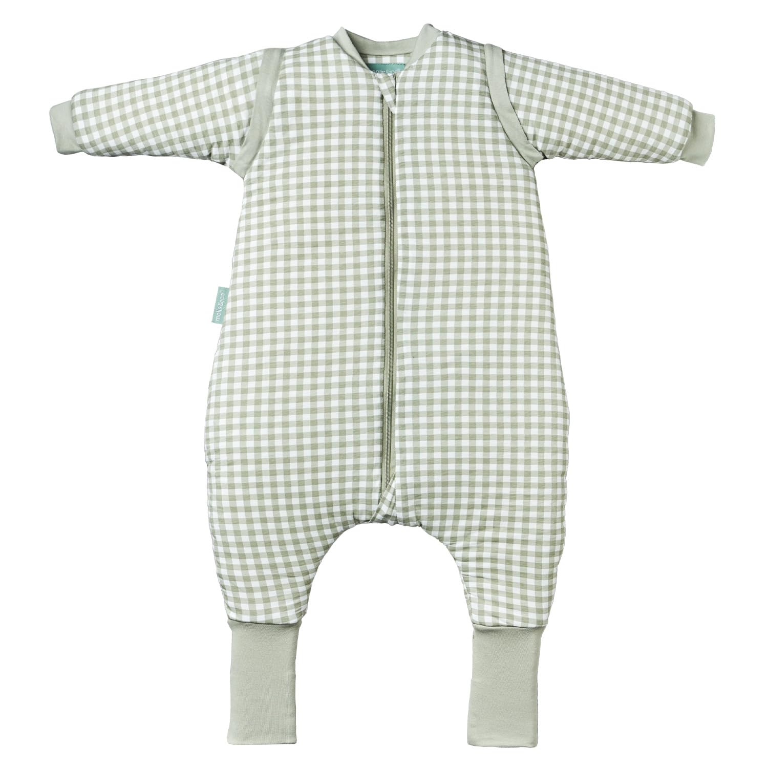 molis&co - Baby Sleeping Bag with Sleeves and non-slip Socks TOG 2.5 - Toddler Sleeping Bags 2.5 Tog - Baby Wearable Blanket for Infants & Toddlers - 100% Cotton (OEKO-TEX) (Mint Tea, 6 years)