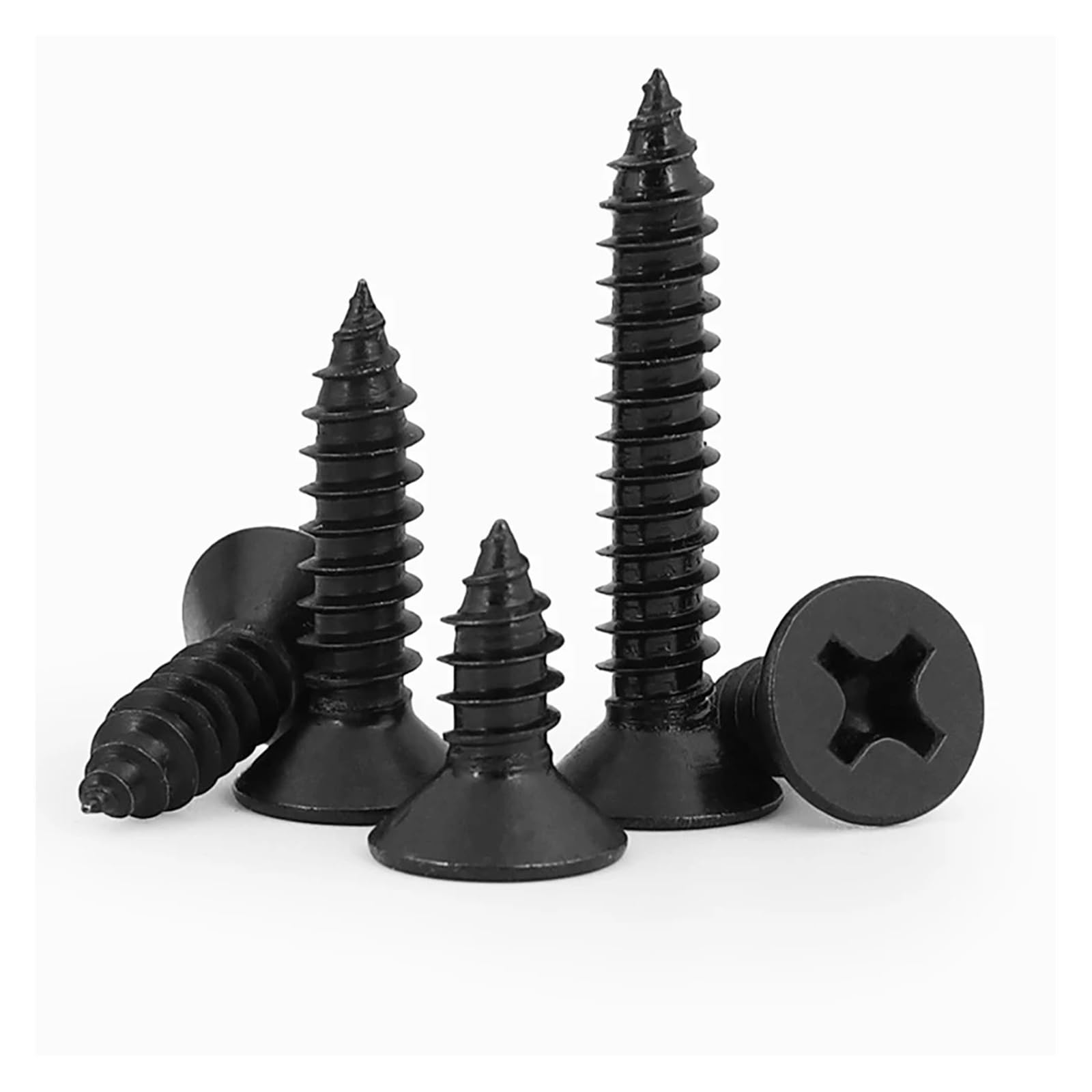 Tornillos Tornillos autorroscantes Tornillo de Ace 100 Tornillos autorroscantes de Cabeza avellanada Plana en de Acero al Carbono Negro M3 for Uso eléctrico o en Madera(M3 x100pcs*30mm)