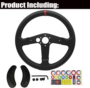 Replace 13 inch(33cm) lightweight Original Leather For THRUSTMASTER T300 Force Feedback Ferrari Integral ; Racing Wheel For TS-PC Racer Servo Base Open Wheel (For T300 Ferrari/TS-PC Racer)