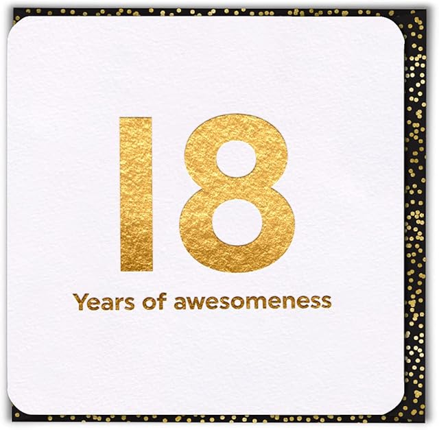 Brainbox Candy - Age 18th Age Funny Cool Happy Birthday Card - '18 Years of Awesomeness' - For Son Daughter Grandchild Him Her Boyfriend Girlfriend Son Daughter Niece Nephew