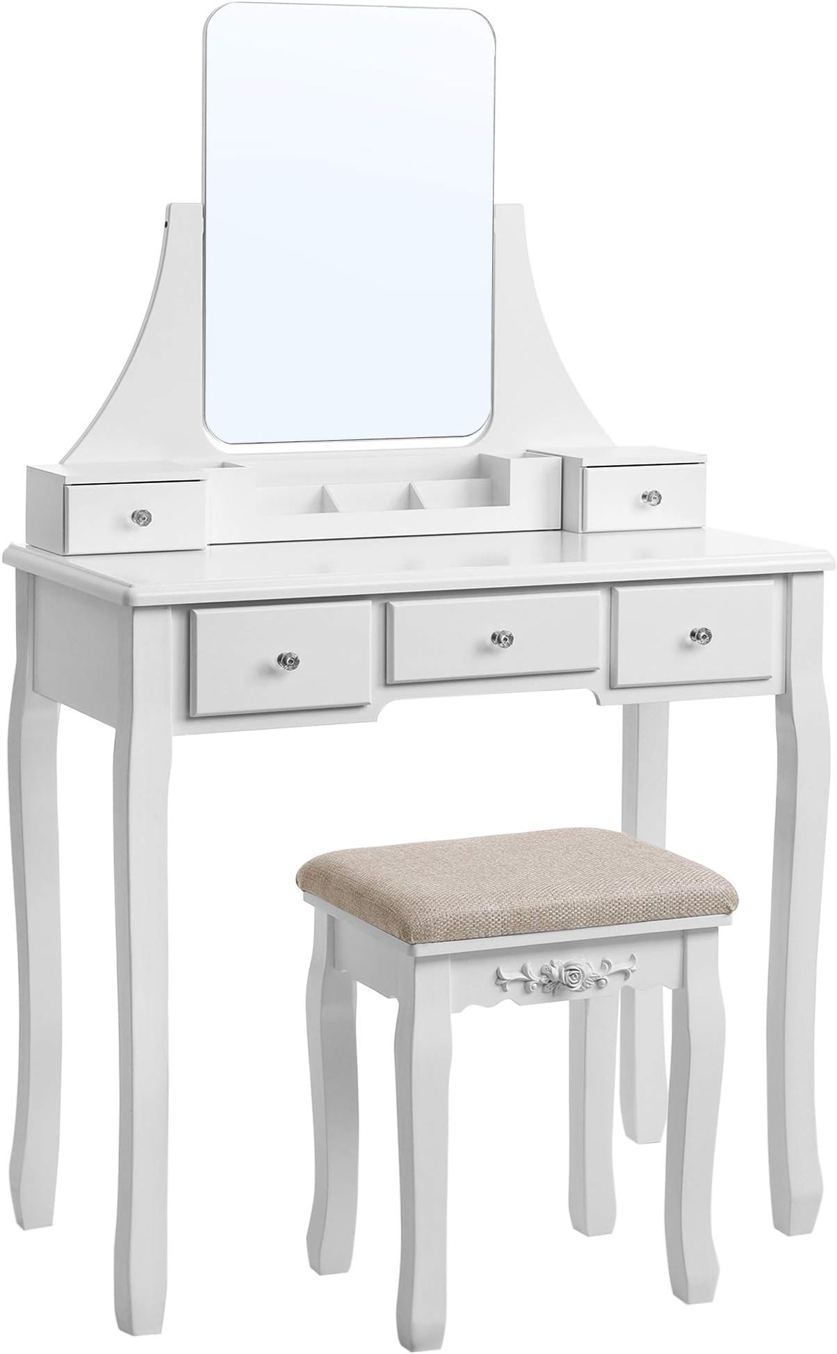 VASAGLE Vanity Set, Dressing Table Set with Large Frameless Mirror for
