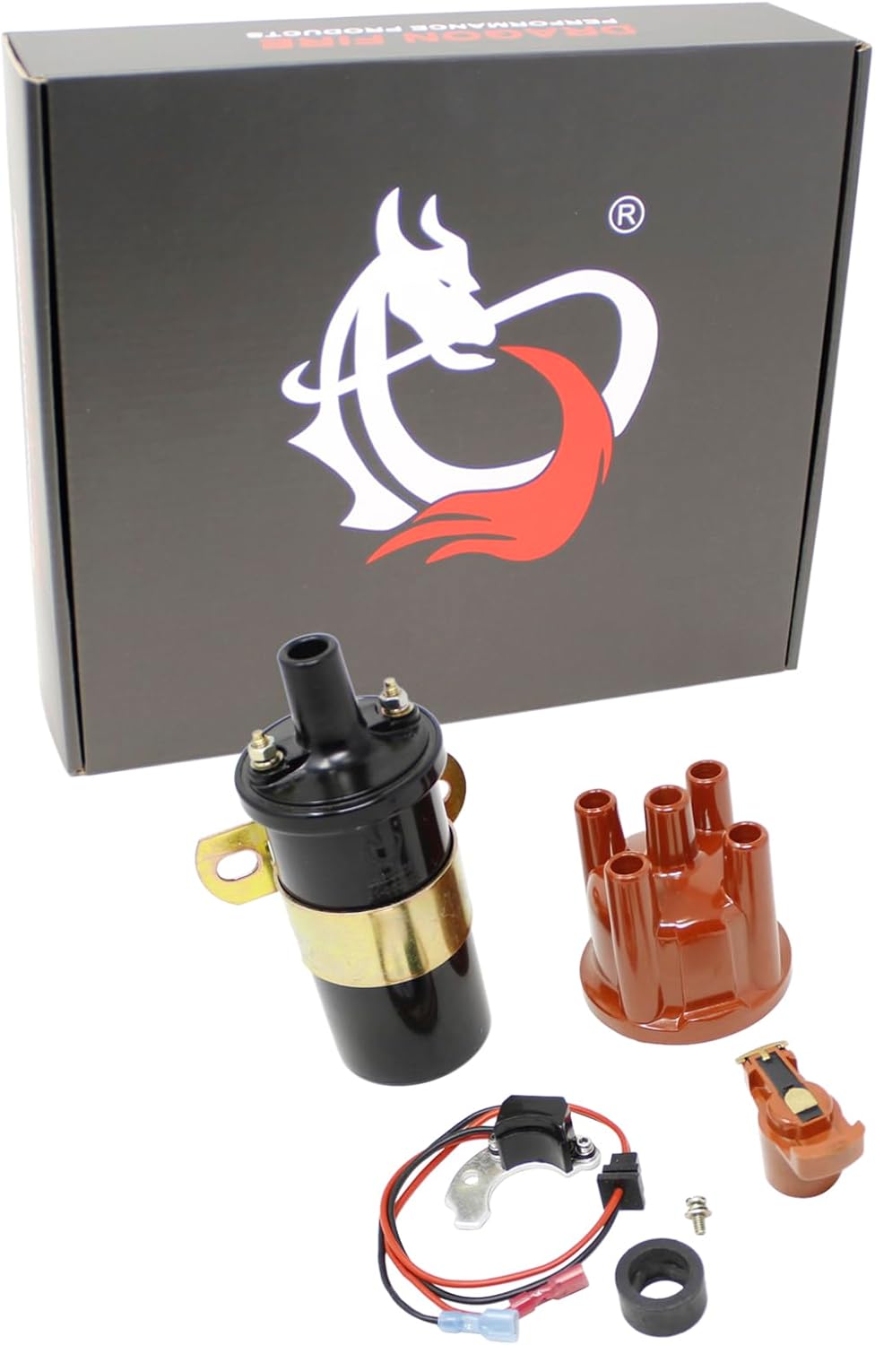 DRAGON FIRE PERFORMANCE Electronic Ignition Conversion Kit For 009 Distributors With Cap and Coil Compatible/Replacement for 1955-1979 Volkswagen Porsche Beetle Karmann Ghia 1.2L 1.5L 1.6L H4