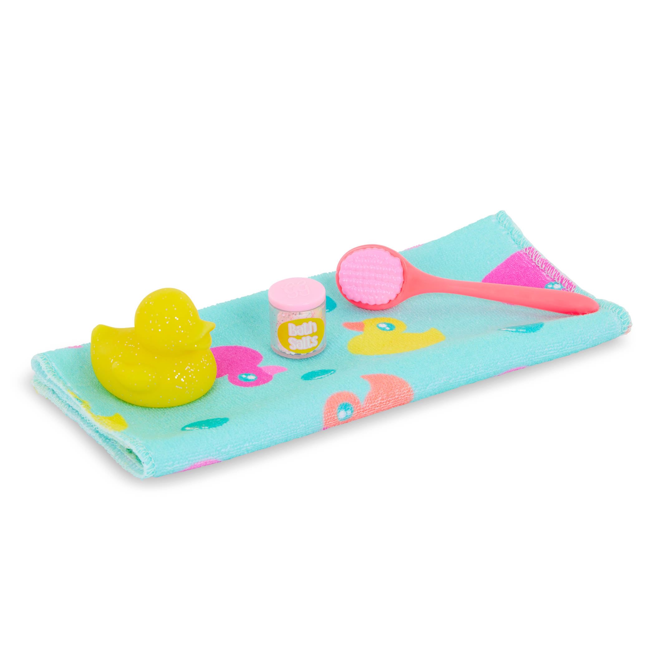 Glitter Girls, 14-Inch Doll Clothes, Bath Outfit with Slippers, Rainbow Bathrobe, Towel & Mask, Doll Bath Set - Image 4