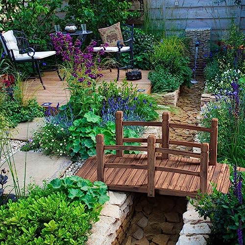Gruytoie Ponte da Giardino, Ponti da Giardino in Legno Ad Arco, Ponte per Laghetto Piccolo, Passerella con Ringhiere di Sicurezza per Esterni Cortili Interni Paesaggistica