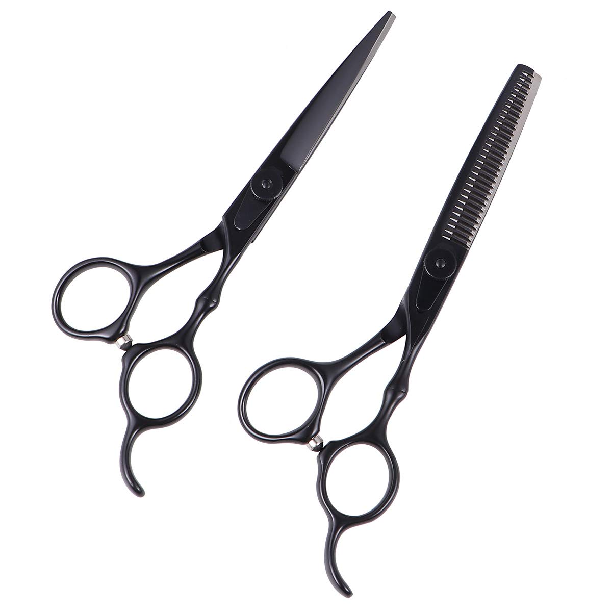 Professionelles Haarschneidescheren und Ergonomischem Griff aus Edelstahl 2 Stück mit Rostfreiem Material in Schwarz für und Salongebrauch