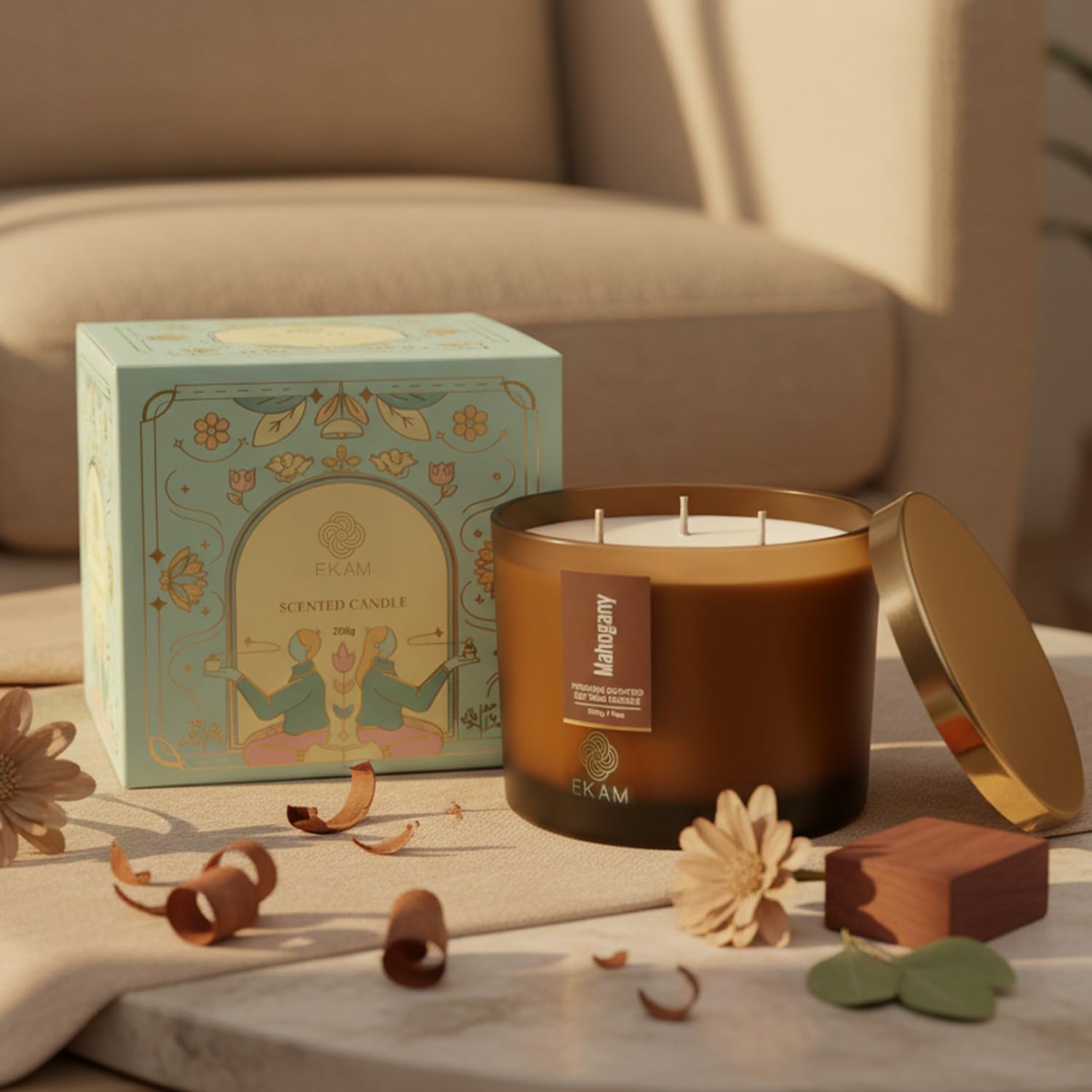 EKAM Mahogany Candle - 35 Hour Burn -4