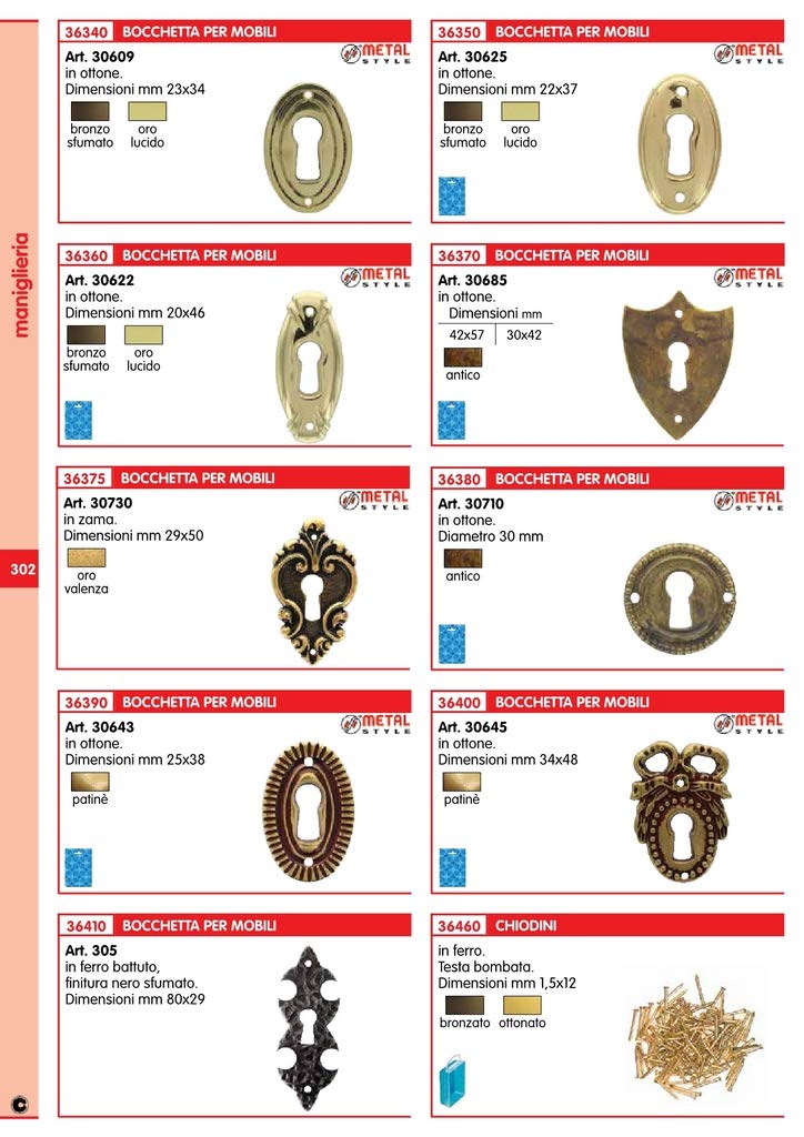 50PZ BOCCHETTA PER MOBILI ART. 30625 BRONZO SFUMATO