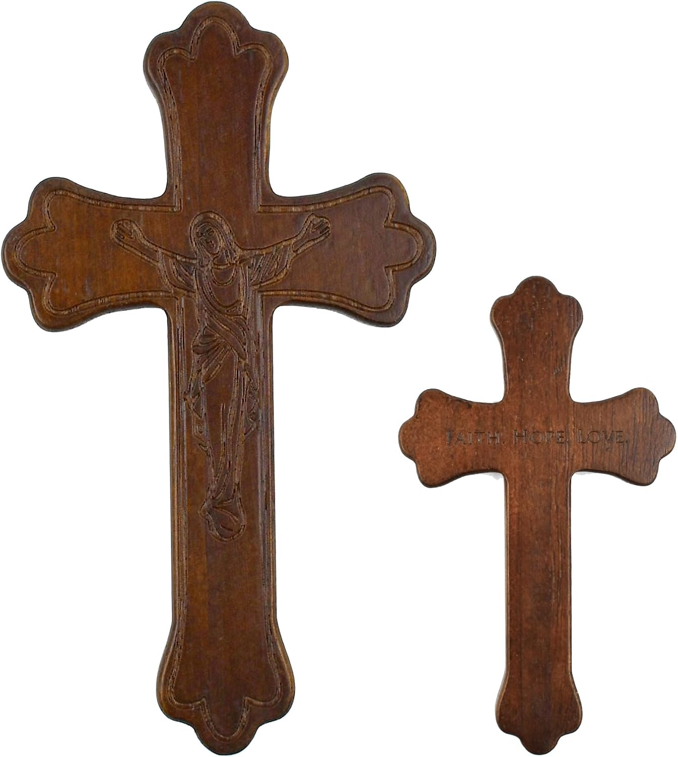 6" Wood Cross Home Decor, Wooden Christians Crucifix Religious Wall Decoration Classic Crucifix Jesus, Our Lady, With Words Pray For You & FAITH LOVE HOPE, Handheld, Wall Mount Neck-wearable‌ (The Virgin Mary)