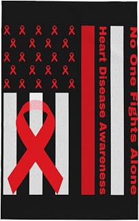 America Flag Fight Heart Disease Awareness Premium Waffle Kitchen Towel Absorbent, Durable & Stylish Dish Towels for Drying Dishes Quick Drying Kitchen Towels Dish Rags 26 X 16 Inches