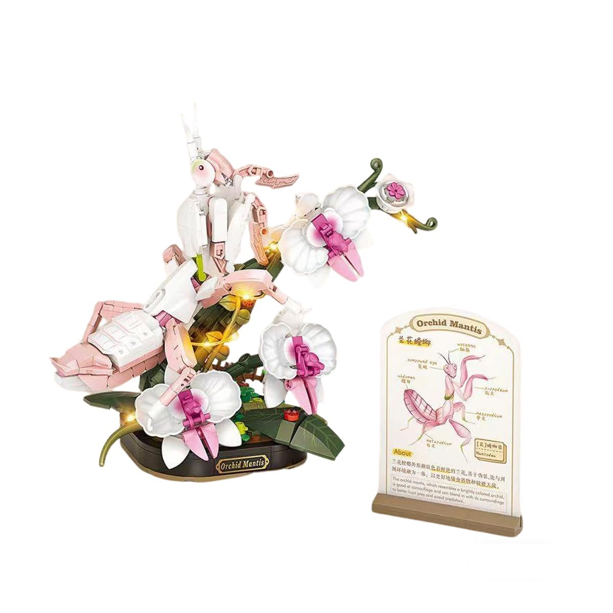Orchid Mantis Building Kit, 478 PCS Flowers and Insect Micro Mini Building Blocks Set, MOC Construction Bricks Toy Gift, Creative Home Decoration (4118)