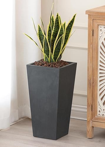 Miniatura 3 de Luxenhome - Macetas de piedra, macetas grandes para plantas de interior y exterior, maceta de 24 pulgadas de alto para porche delantero, macetas,