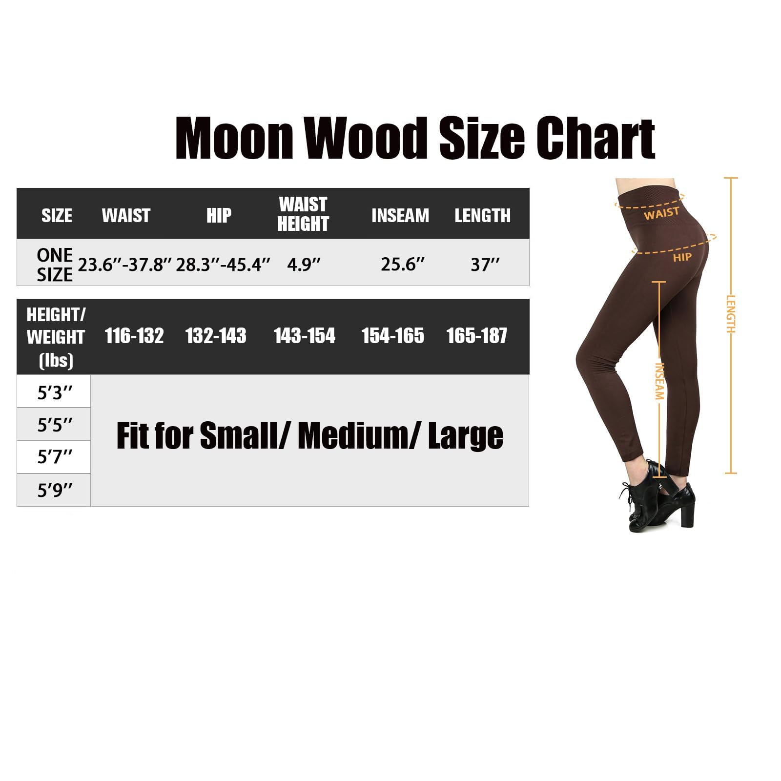 Moon Wood 7 Pezzi Leggings Donna Invernali Termici Vita Alta Fleece Leggins Push Up Morbidi ed Elastici Pantacollant Sportivi o Casual