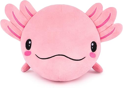 Miniatura 7 de Niuniu Daddy Peluche de ajolote de 19 pulgadas sin peso, juguete de peluche Kawaii rosa para niños, almohada suave y esponjosa para el cuerpo,